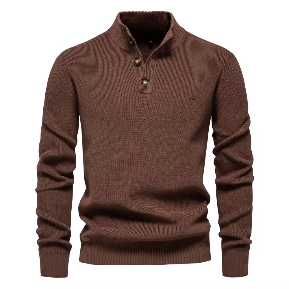 1/4 Button Sweater(Coffee)