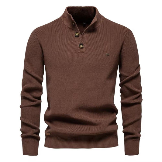 1/4 Button Sweater(Coffee)