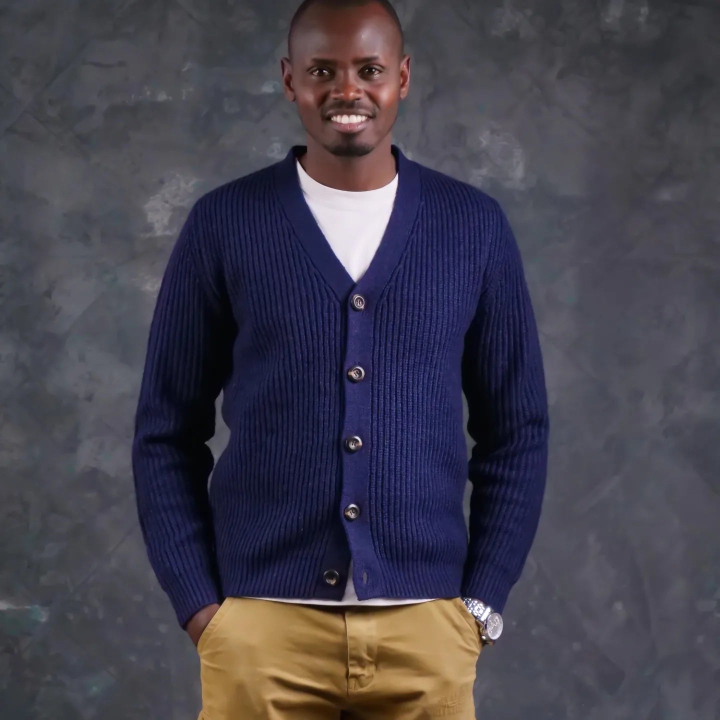 Navy Vneck Cardigan