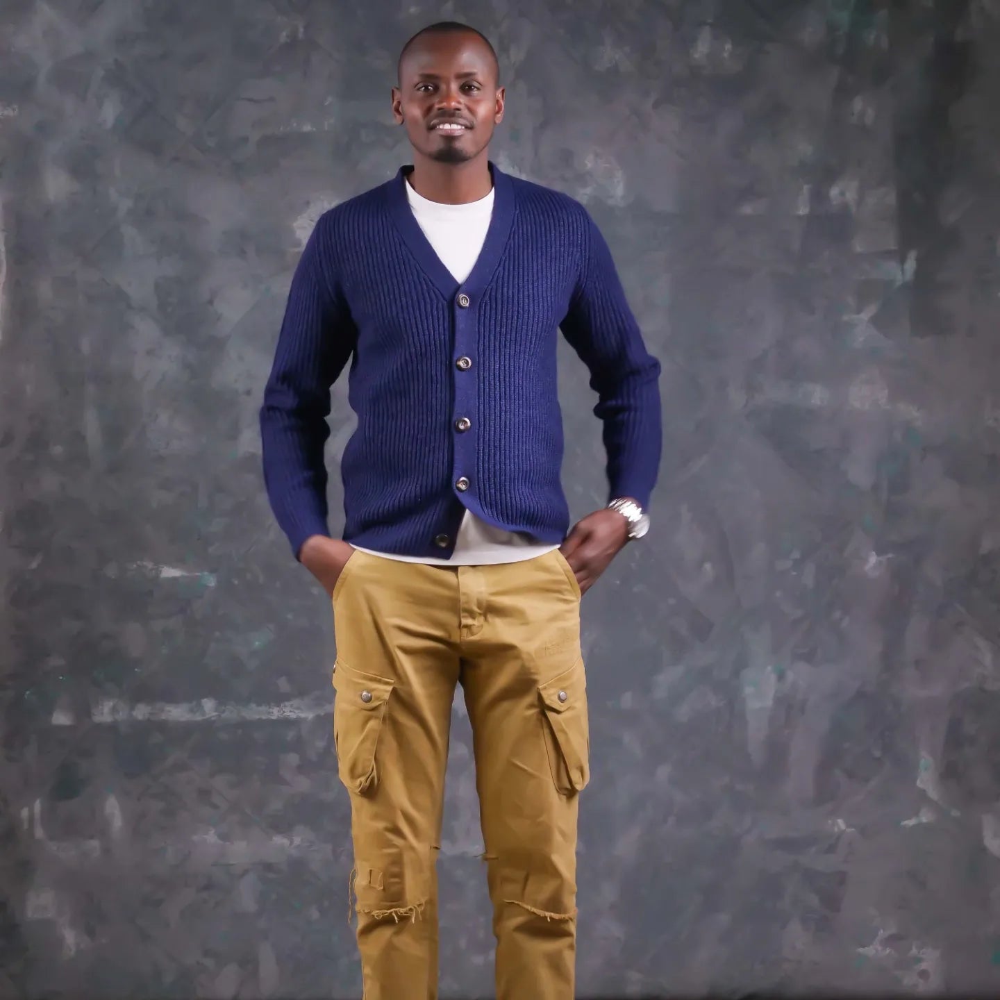 Navy Vneck Cardigan