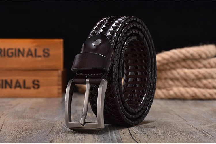 Brown Woven Leather Belt