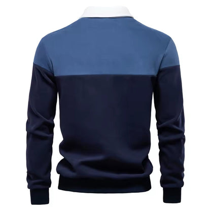 Long Sleeve Polo Shirt- Blue