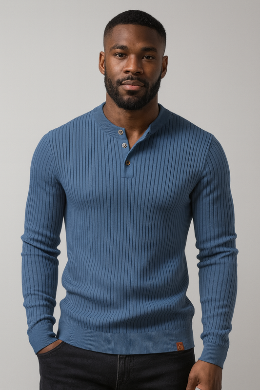 Knitted Polo Shirt- Light Blue