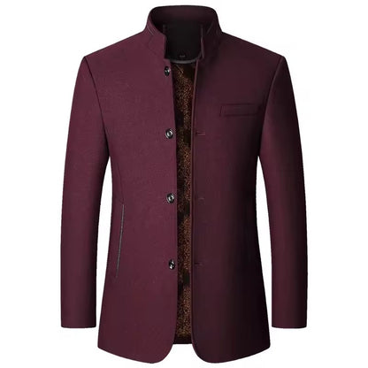 Maroon Stand Collar Coat