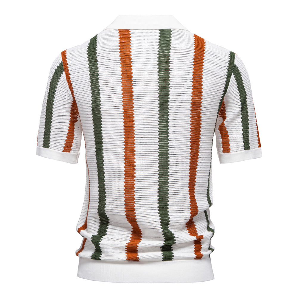 Knitted Polo Shirt- Mixed Stripes