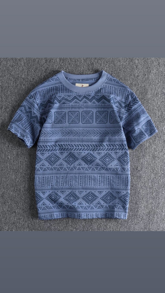 Tribal Pattern Tshirt-BLUE