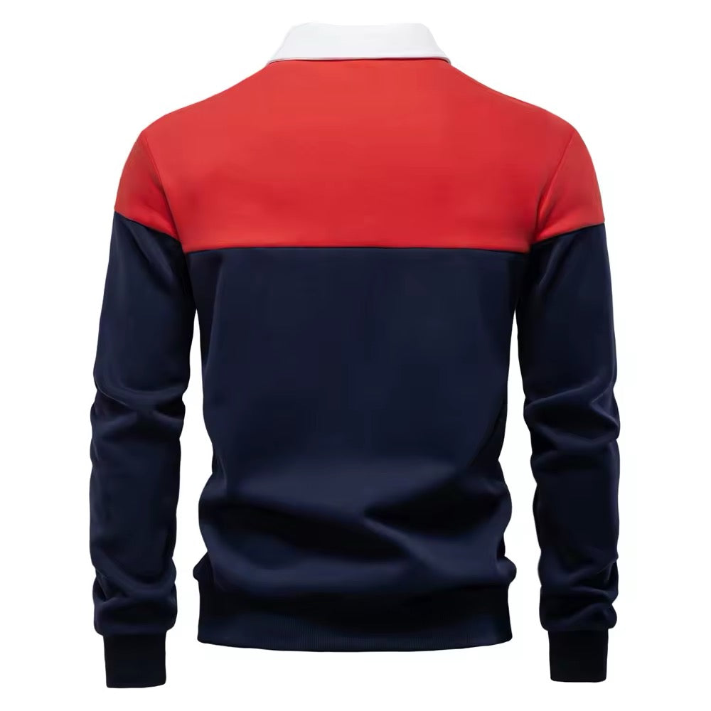 Long Sleeve Polo Shirt- Red