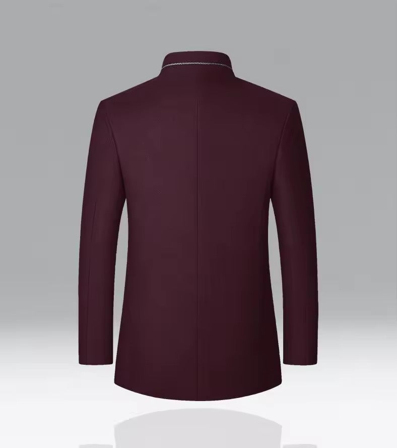 Maroon Stand Collar Coat