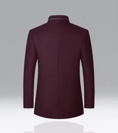 Maroon Stand Collar Coat