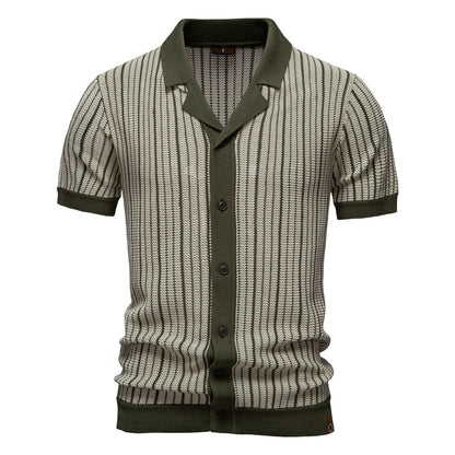Knitted Mesh Polo Shirt- Army