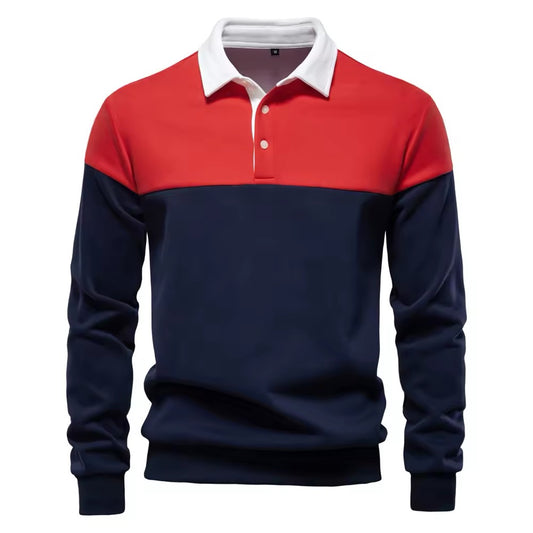 Long Sleeve Polo Shirt- Red