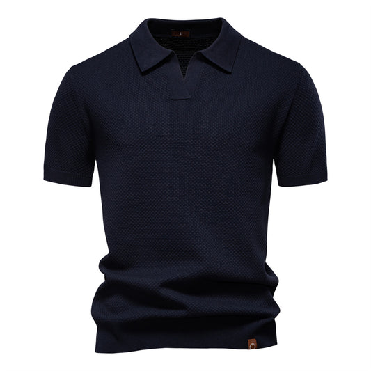 Knitted Polo Shirt- Black