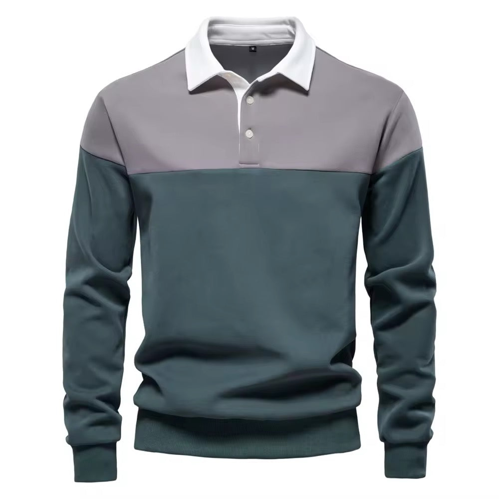 Long Sleeve Polo Shirt- Grey
