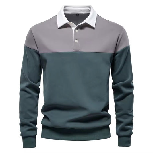 Long Sleeve Polo Shirt- Grey