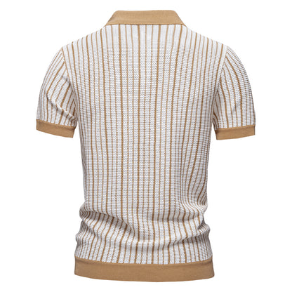 Knitted Mesh Polo Shirt- Khaki
