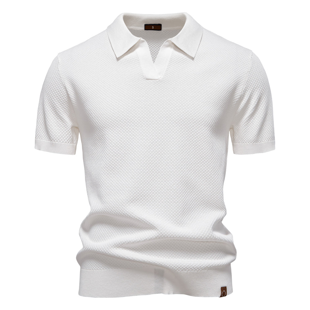 Knitted Polo Shirt- White