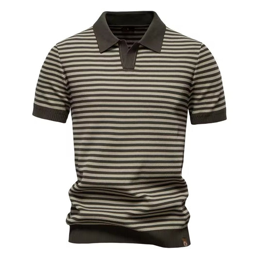 Knitted Polo Shirt- Olive Green