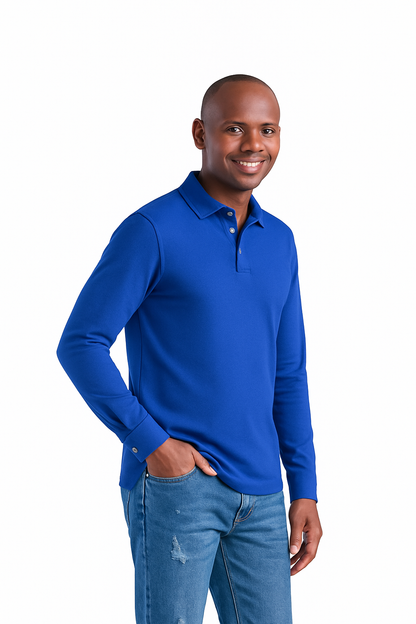 Mr. NICE Long Sleeve Polo Shirts- Royal Blue