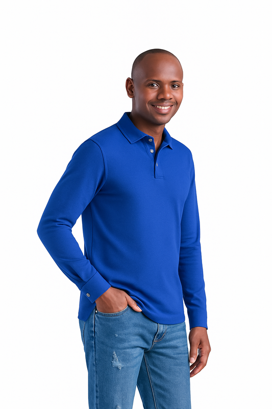 Mr. NICE Long Sleeve Polo Shirts- Royal Blue