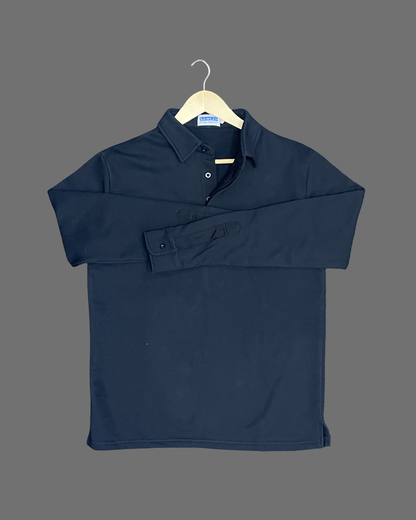 Mr. NICE Long Sleeve Polo Shirts- Black