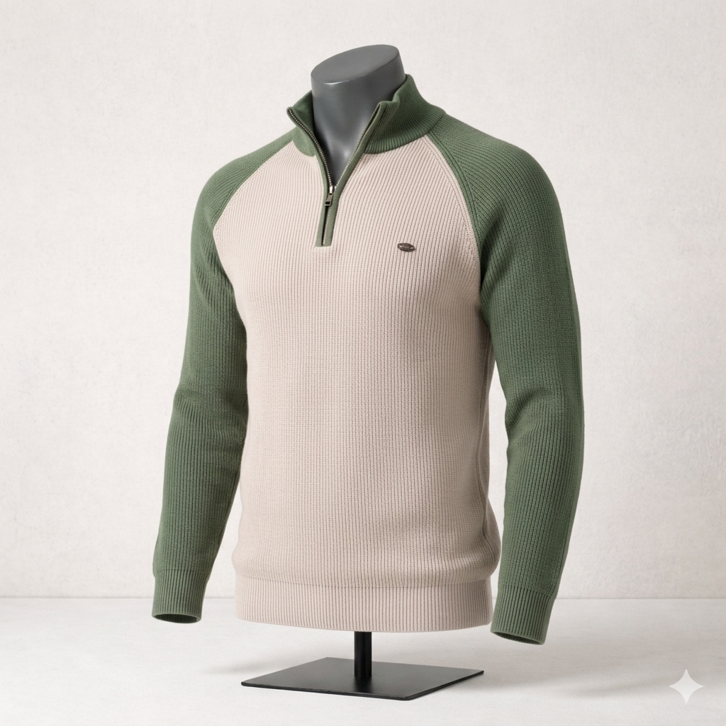 Quarter-Zip Sweater (Olive Green)