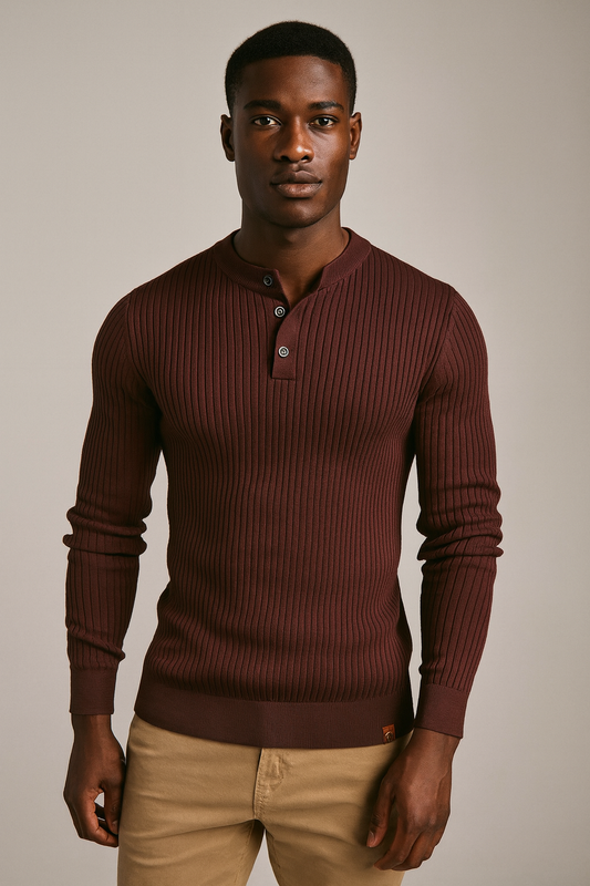 Knitted Polo Shirt- Maroon