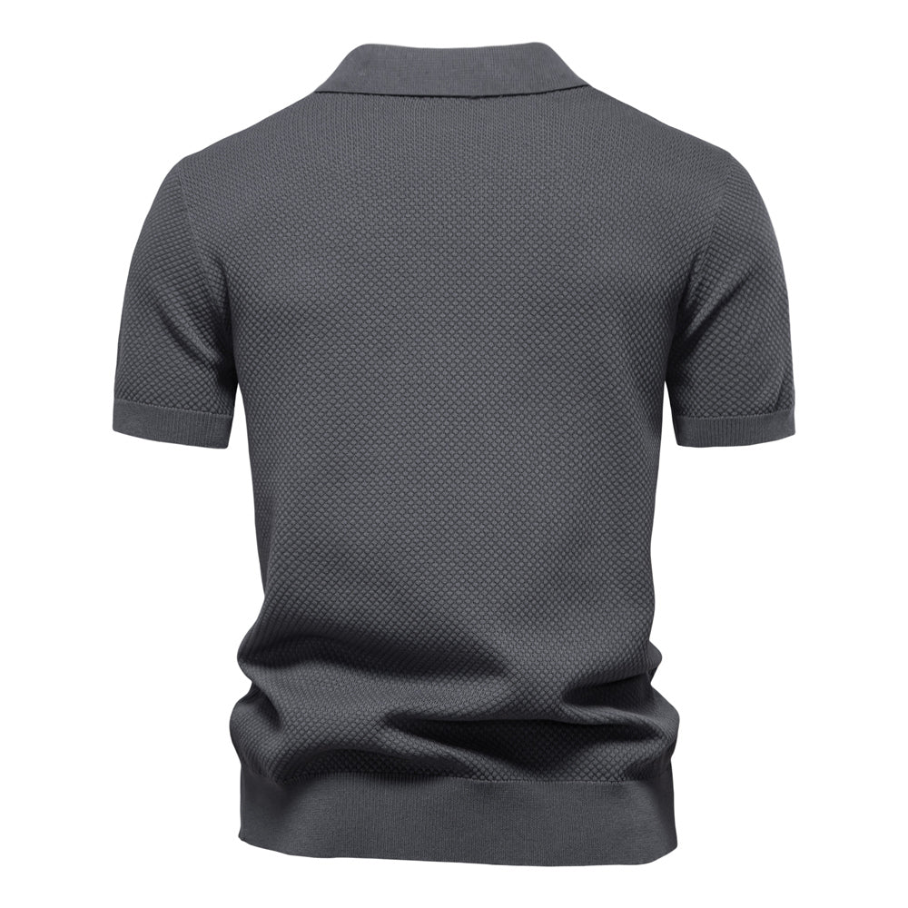 Knitted Polo Shirt- Dark Grey
