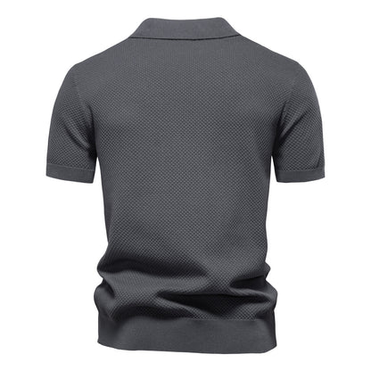 Knitted Polo Shirt- Dark Grey