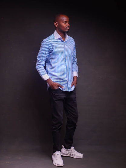 Striped Formal Shirt (Blue)