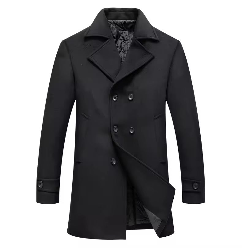 Black Wool Blend Trench Coat
