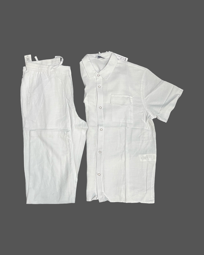 White Linen Set (Short Sleeve)