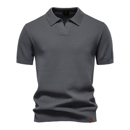 Knitted Polo Shirt- Dark Grey