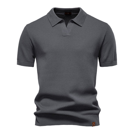 Knitted Polo Shirt- Dark Grey