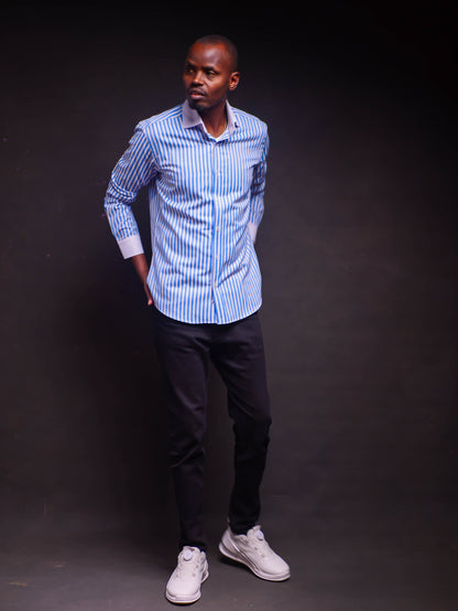 Striped Formal Shirt (Blue)