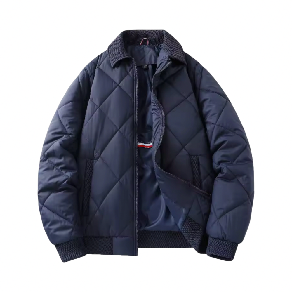 Navy Guilted Bomber Jacket