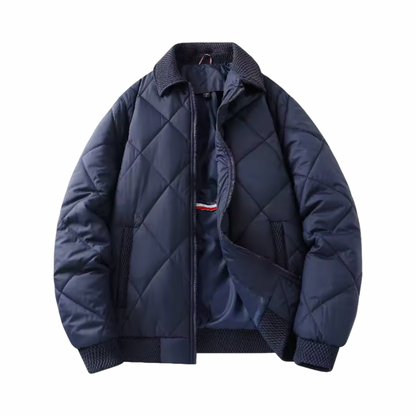 Navy Guilted Bomber Jacket