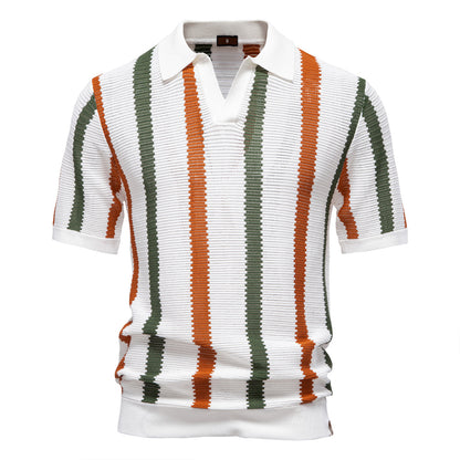 Knitted Polo Shirt- Mixed Stripes