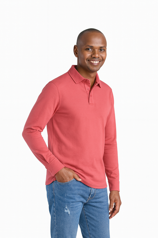 Mr. NICE Long Sleeve Polo Shirts- Red