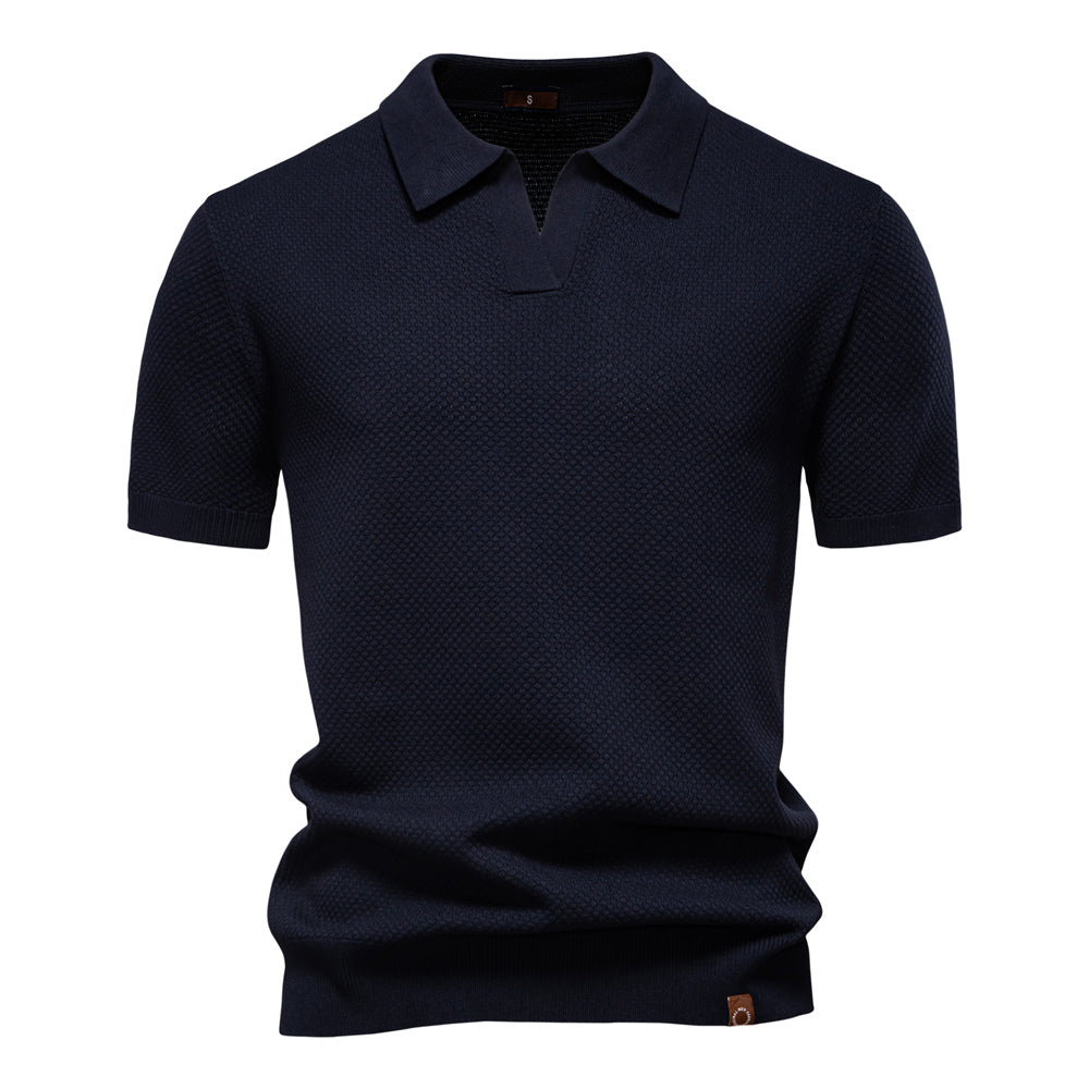 Knitted Polo Shirt- Navy