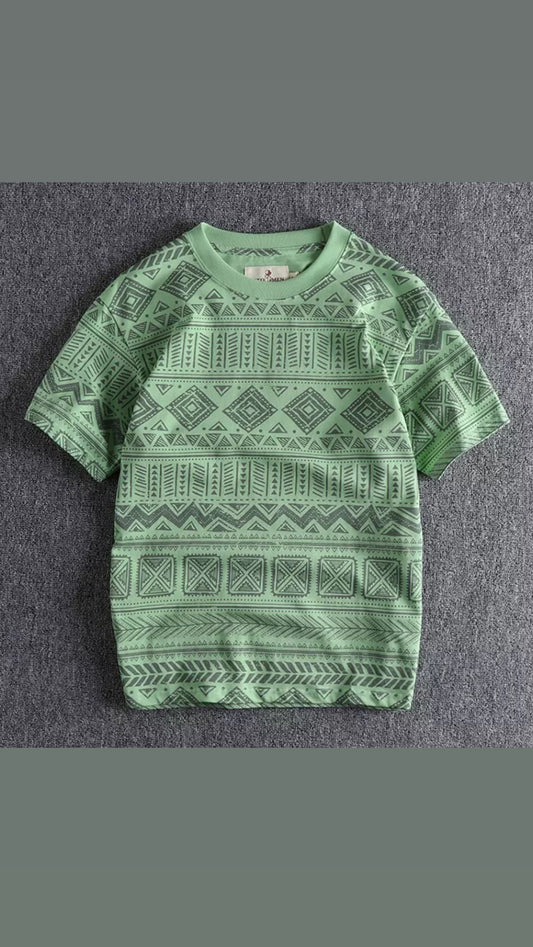 Tribal Pattern Tshirt-GREEN