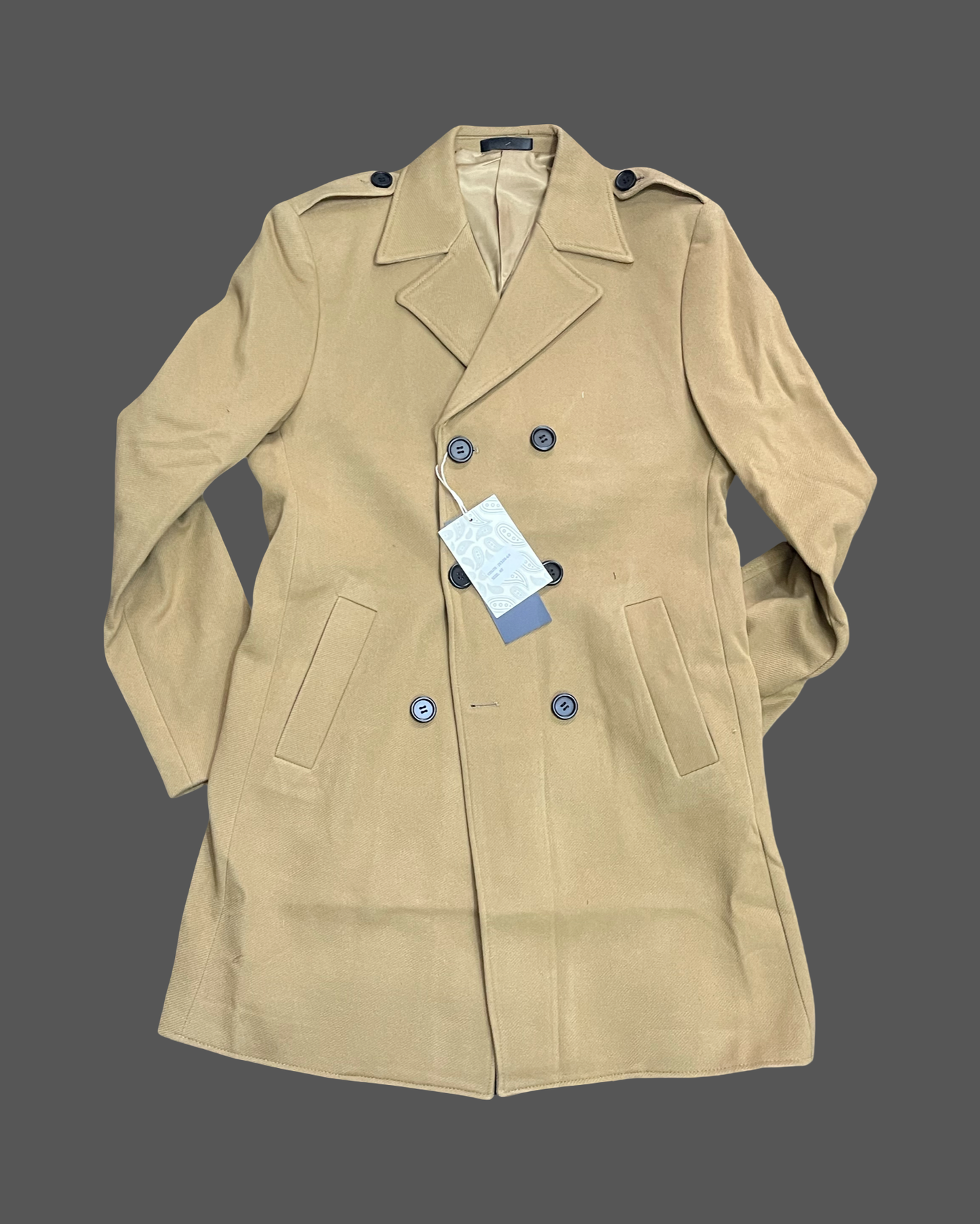 Wooden Wool Blend Trench Coat (Camel Brown)
