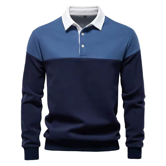 Long Sleeve Polo Shirt- Blue