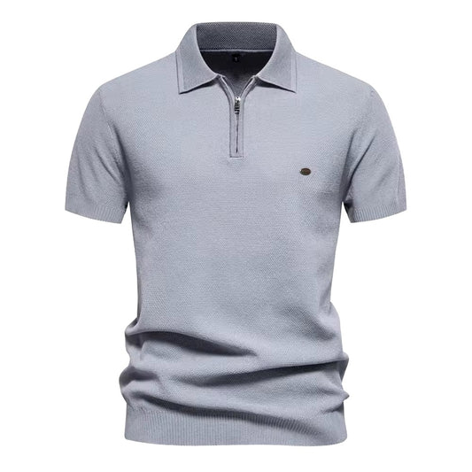 Knitted Polo Shirt- Grey