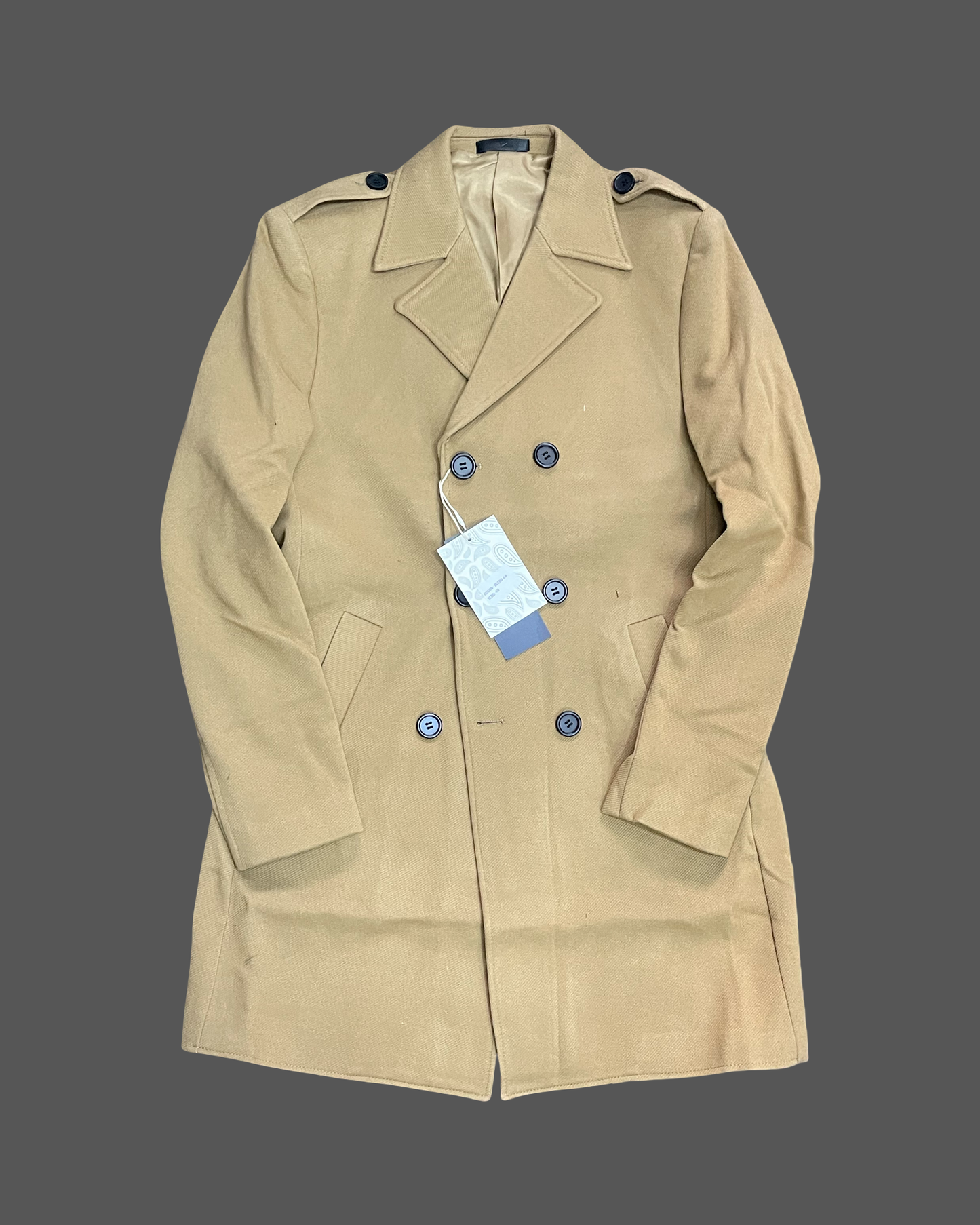 Wooden Wool Blend Trench Coat (Camel Brown)