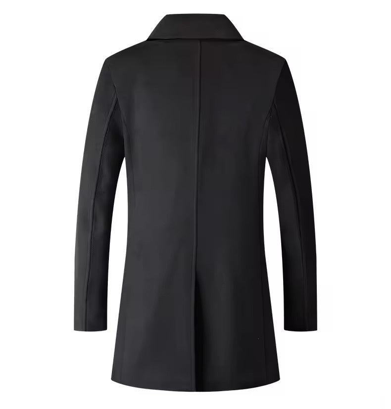 Black Wool Blend Trench Coat