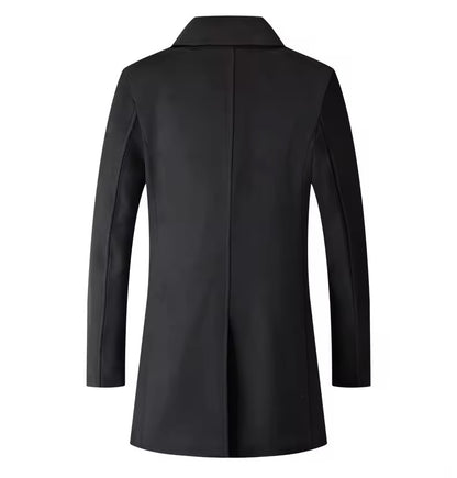 Black Wool Blend Trench Coat