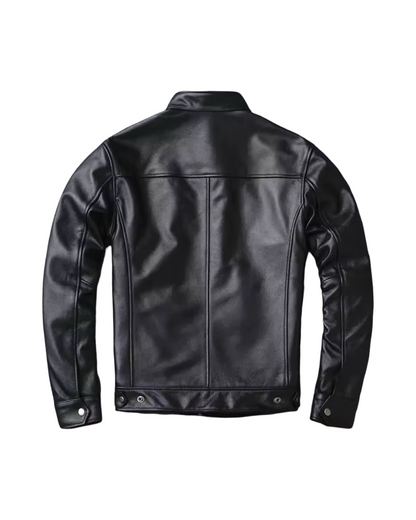Chinese Collar Leather Jacket