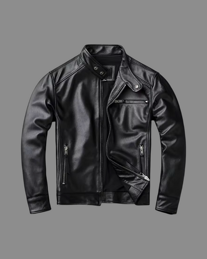 Chinese Collar Leather Jacket