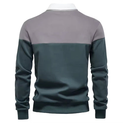 Long Sleeve Polo Shirt- Grey