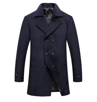 Navy Wool Blend Trench Coat